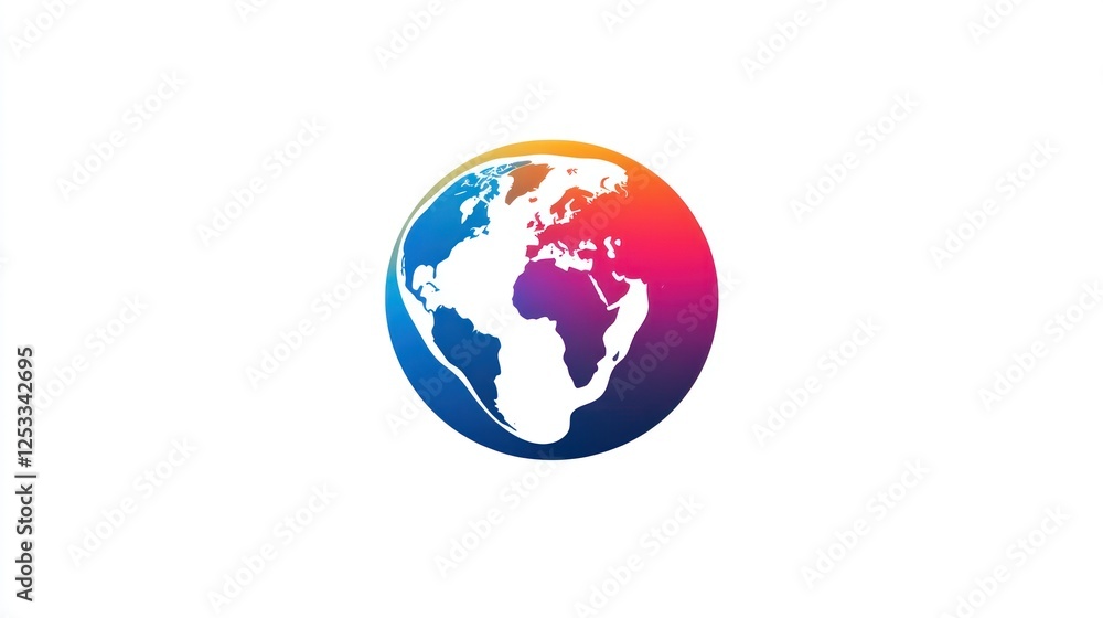 Naklejka premium Colorful gradient world map globe graphic design