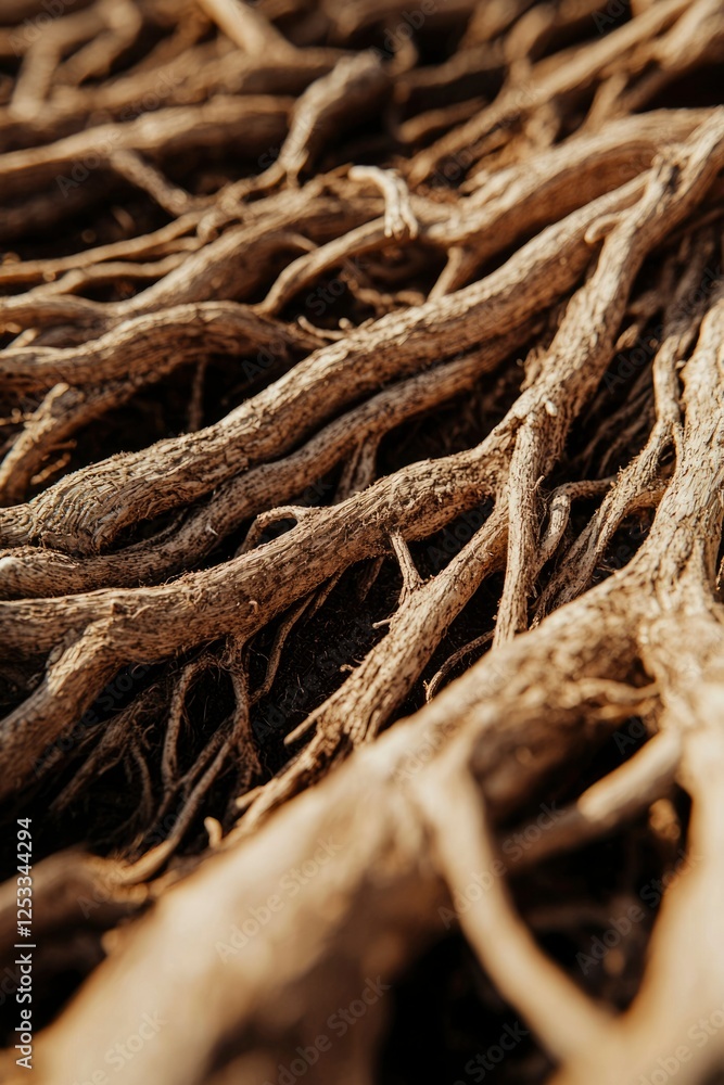 Fototapeta premium Close-up view of intertwined tree roots. Possible use Nature photography