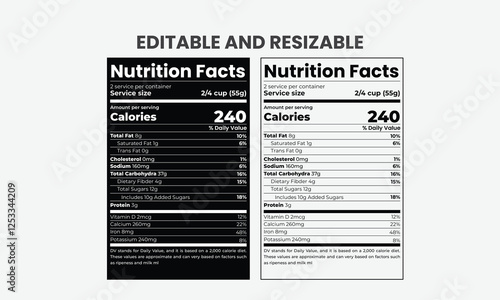 Nutrition Facts Supplement Facts For Product Package label design