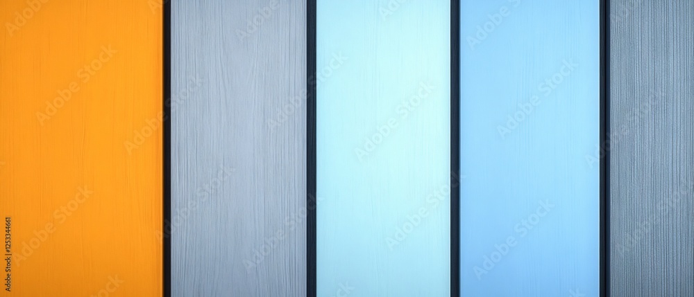 Fototapeta premium Abstract Vertical Stripes Cool Blue Orange Tones. AI Generated