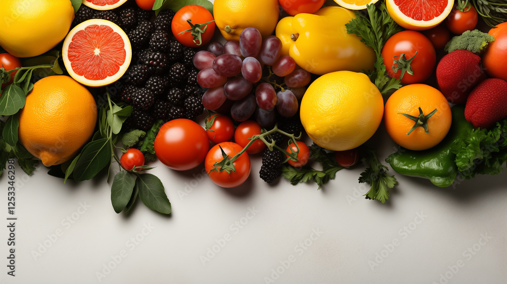 Vibrant Abstract Background with Fresh Fruits and Vegetables Vibrant Abstract Background with Fresh Fruits and Vegetables