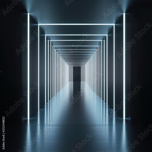 Fototapeta Naklejka Na Ścianę i Meble -  Futuristic glowing corridor, abstract background
