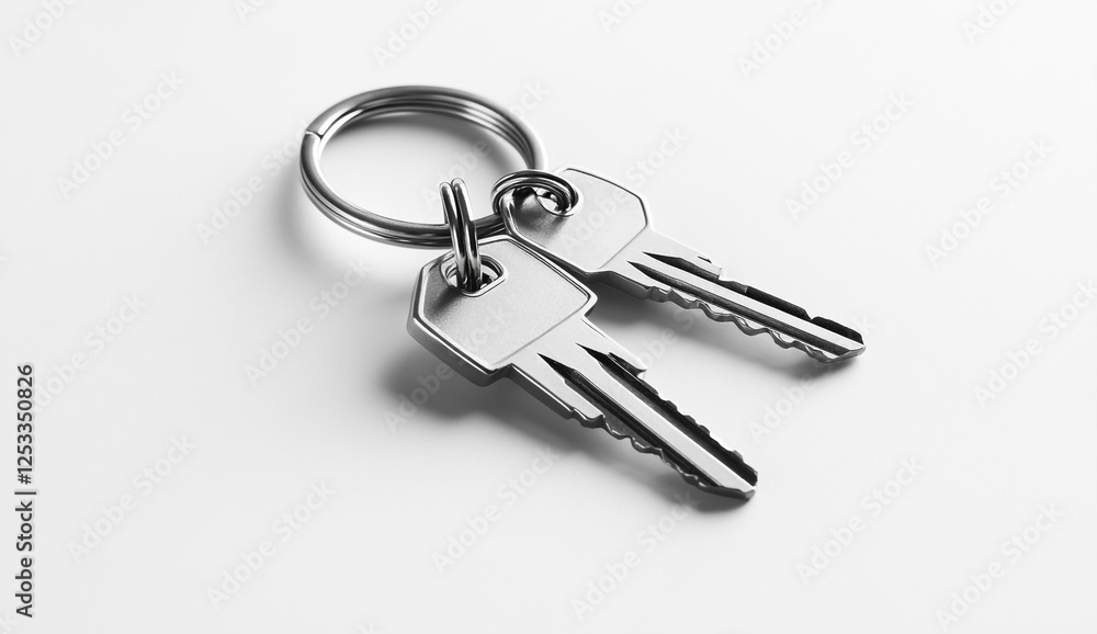House-Shaped Silver Key Ring with Keys on White Background – Home and Key Accessories House-Shaped Silver Key Ring with Keys on White Background – Home and Key Accessories