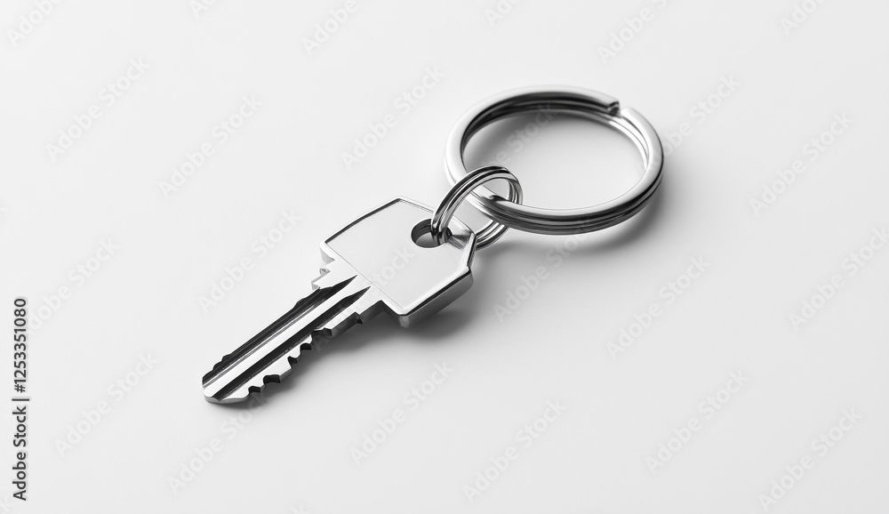 House-Shaped Silver Key Ring with Keys on White Background – Home and Key Accessories House-Shaped Silver Key Ring with Keys on White Background – Home and Key Accessories