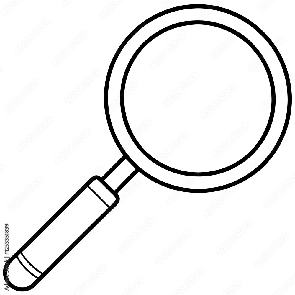 Magnifying Glass Line Art Vector Illustration Magnifying Glass Line Art Vector Illustration