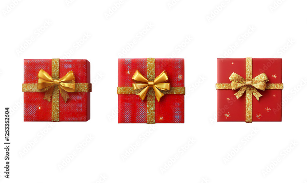 Fototapeta premium A red gift box wrapped in gold ribbon