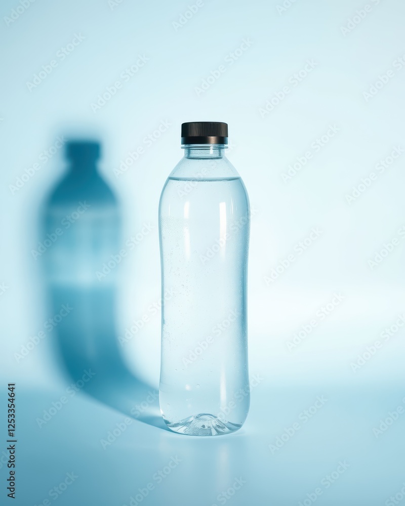 Naklejka premium Plastic Bottle of Water on Blue Background