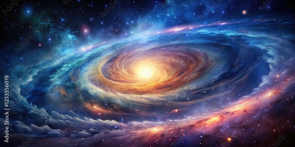 Fototapeta premium Abstract galaxy background with swirling clouds of gas and dust, celestial, galaxy background