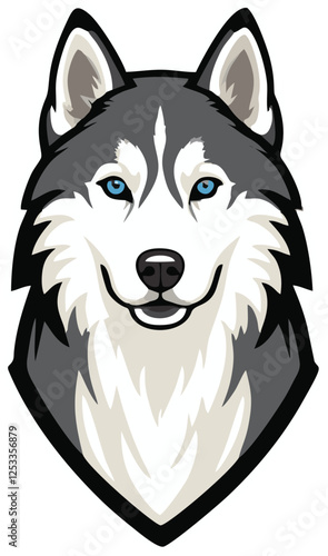 siberian husky dog head mascot logo design concept vector illustration white background