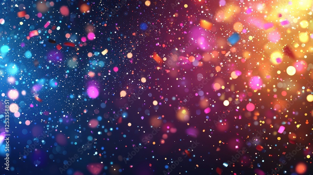 Dynamic Background with Splits and Glare Featuring Colorful Confetti and Bokeh in a Vibrant Atmosphere Dynamic Background with Splits and Glare Featuring Colorful Confetti and Bokeh in a Vibrant Atmosphere