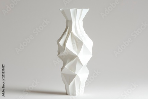 Modern Origami Vase, Studio Shot, Abstract Design, Decorative Object, for Interior photo