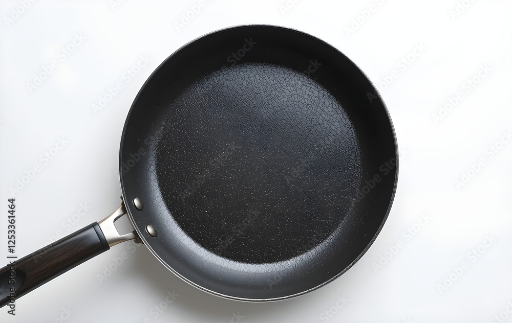 Top View of Non-Stick Frying Pan on White Background, Top View of Non-Stick Frying Pan mockup for cooking Top View of Non-Stick Frying Pan on White Background, Top View of Non-Stick Frying Pan mockup for cooking