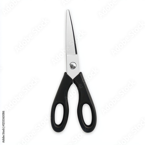 A pair of scissors, multipurpose tool, black and silver, realistic details, isolated on white background photo