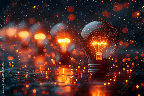 Wallpaper Mural Glowing bulb, city night, sparks, idea Torontodigital.ca