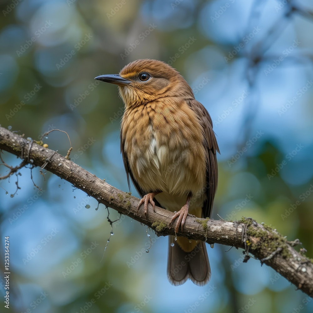Beautiful Chestnut-tailed Minla Bird on Branch Beautiful Chestnut-tailed Minla Bird on Branch