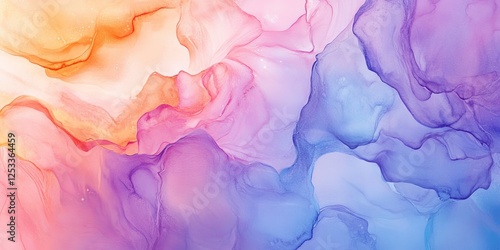 abstract image featuring watercolor fluid art with delicate and flowing patterns that blend effortlessly into a soft, translucent palette, capturing the ethereal and flui photo