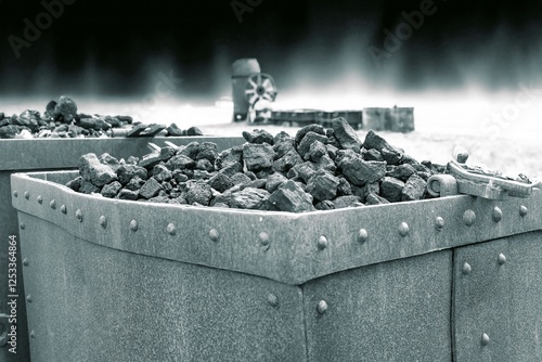 old towing tender filled with coal