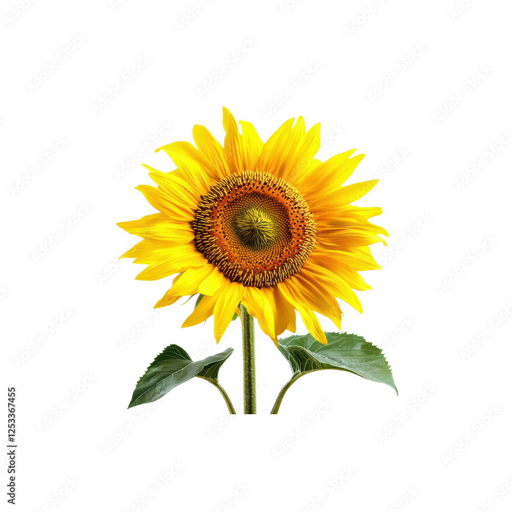 Fototapeta premium Vibrant Sunflower Blooms with Bright Yellow Petals and Green Leaves