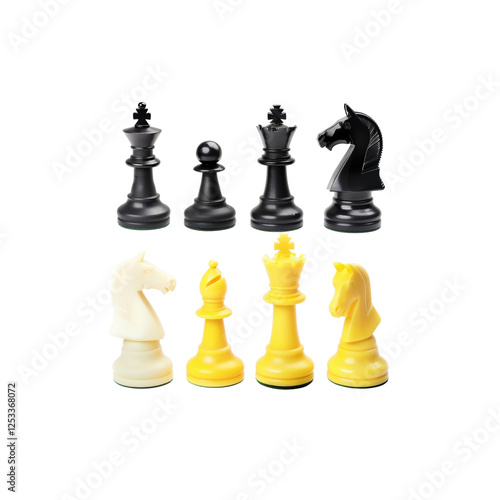 Wallpaper Mural Black and Yellow Chess Pieces on a White Background Display Torontodigital.ca