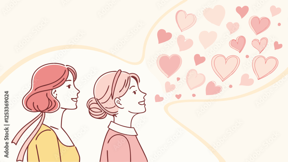 Watercolor heart pattern background, soft pink and yellow hues with whimsical heart shapes, celebrating love and appreciation for women on March 8th with copy space Watercolor heart pattern background, soft pink and yellow hues with whimsical heart shapes, celebrating love and appreciation for women on March 8th with copy space