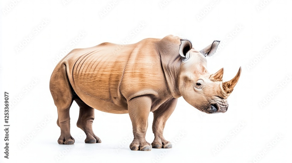 Fototapeta premium White Rhinoceros on White Background Studio Shot