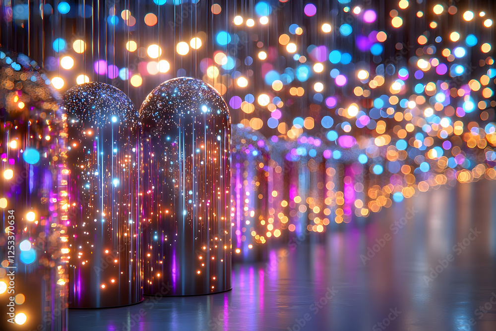 Sparkling Lights Corridor, Festive Background Sparkling Lights Corridor, Festive Background