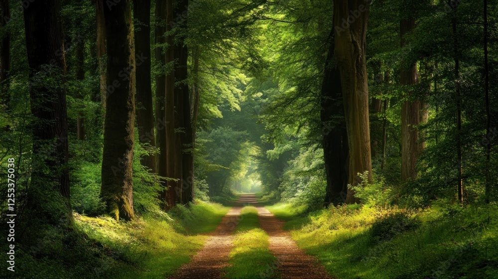 Fototapeta premium Enchanted Forest Path: A Serene Journey Through Nature's Embrace