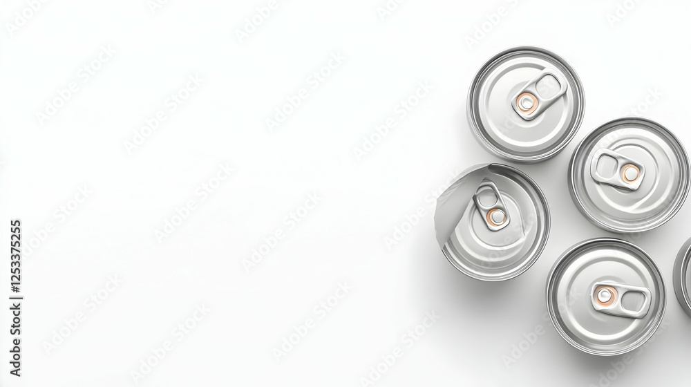 Silver Aluminum Cans on White Background Silver Aluminum Cans on White Background