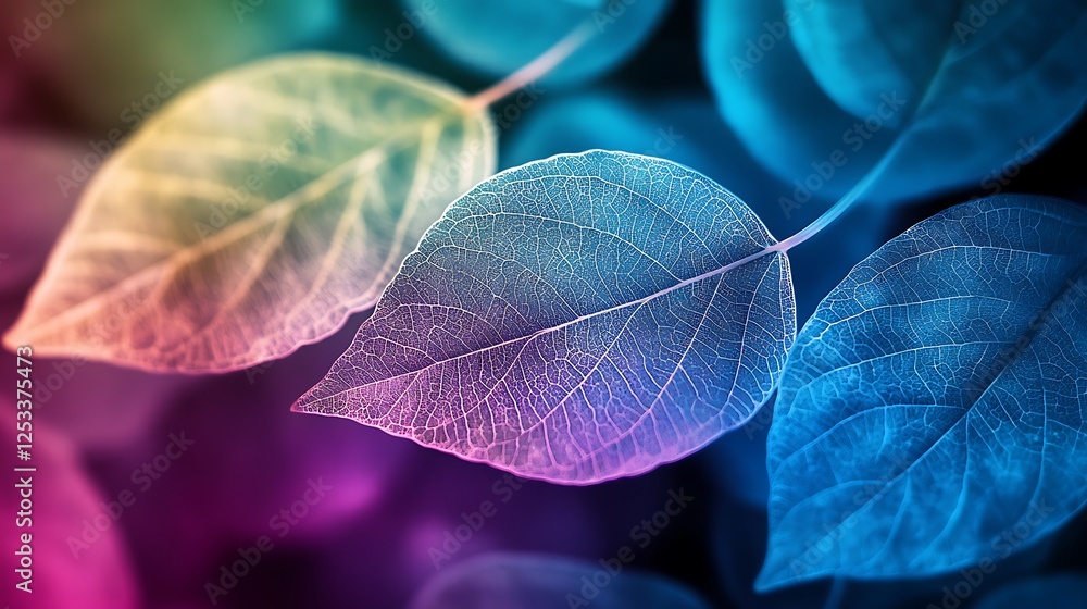 Obraz premium Colorful Abstract Leaves with Intricate Veins