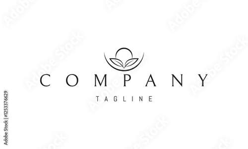 Vector logo with an abstract image of a bowl with fruit and leaves.