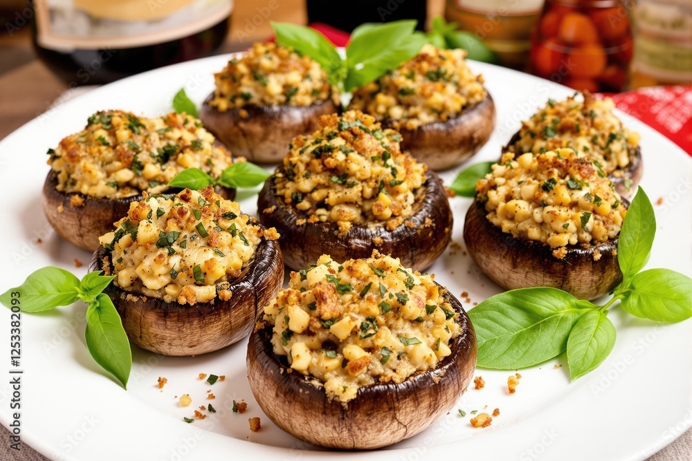 Stuffed Mushrooms with Breadcrumbs and Basil Stuffed Mushrooms with Breadcrumbs and Basil