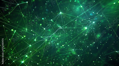 Wallpaper Mural Glowing green particles form a beautiful network of connections in this abstract background. Torontodigital.ca