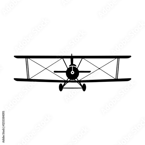 Biplane silhouette icon vector flat illustration design on white background.