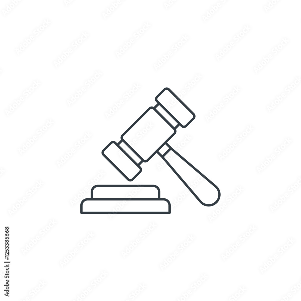 Naklejka premium Gavel icon symbol vector illustration isolated on white background