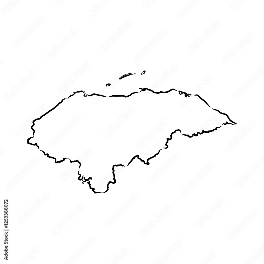 Fototapeta premium Honduras Map vector template sketch illustration
