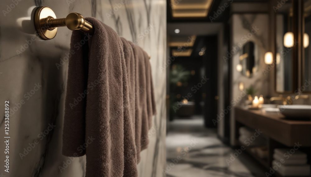 Luxurious Bathroom with Towels and Modern Fixtures Luxurious Bathroom with Towels and Modern Fixtures