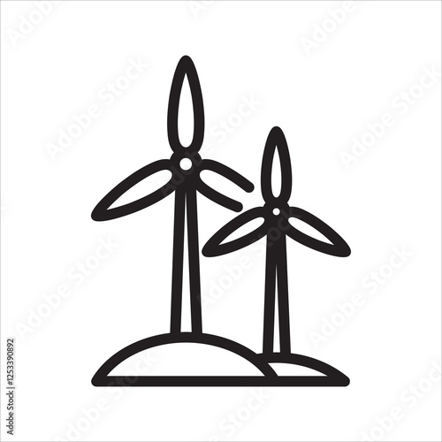 Wind Turbine Simple Line Icon