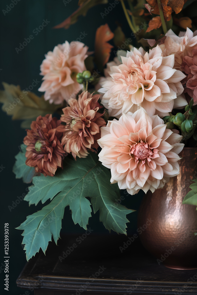 Luxurious dahlia and monstera tropical fusion arrangement Luxurious dahlia and monstera tropical fusion arrangement