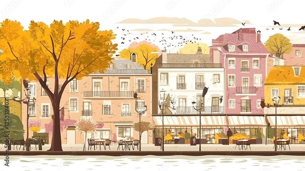 Fototapeta premium mmonzeta_Coffee_shop_exterior_flat_design_side_view_urban_str_925082fa-022a-4b08-a0f9-da33d9db7ecd_2.png