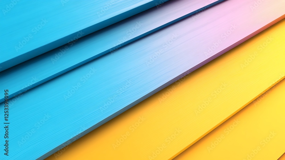 Fototapeta premium Vibrant pastel rectangles diagonally arranged create a calming optimistic mood. AI Generated