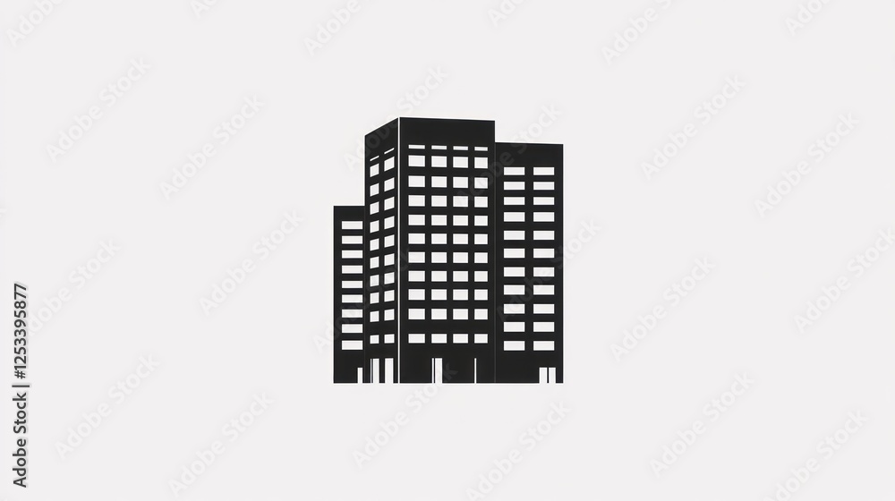 Simple black office building illustration, suitable for business presentations or website design Simple black office building illustration, suitable for business presentations or website design