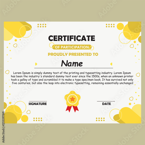 cute template of participation certificate for children