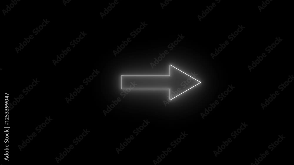 Neon white Arrow on Black Background. Neon line direction arrow icon. indicating side direction. 4k video. Neon white Arrow on Black Background. Neon line direction arrow icon. indicating side direction. 4k video.
