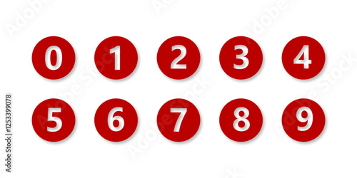 Set of vector icons of round numbers 0-9