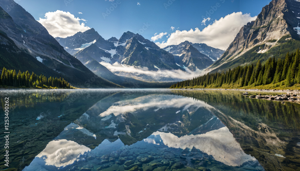 Obraz premium Le reflet d'un lac dans un paysage montagneux