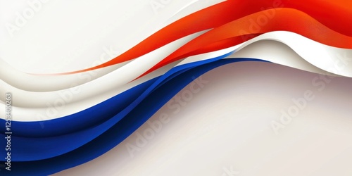 Design a 3D vector Dutch flag ribbon, with the red, white, and blue colors flowing horizontally. 