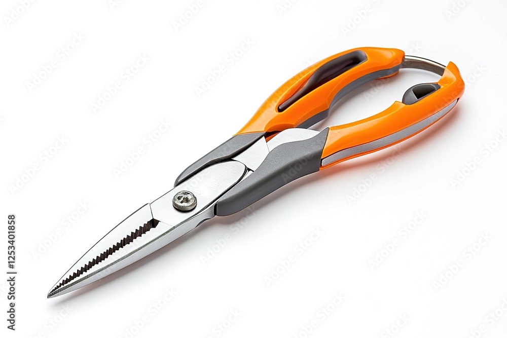 Bold Orange and Gray Ship's Pliers: A Close-Up Studio Shot of Sturdy, Durable Maritime Tool. Perfect for nautical themes, industrial design projects, and DIY repair imagery. High-resolution image Bold Orange and Gray Ship's Pliers: A Close-Up Studio Shot of Sturdy, Durable Maritime Tool. Perfect for nautical themes, industrial design projects, and DIY repair imagery. High-resolution image