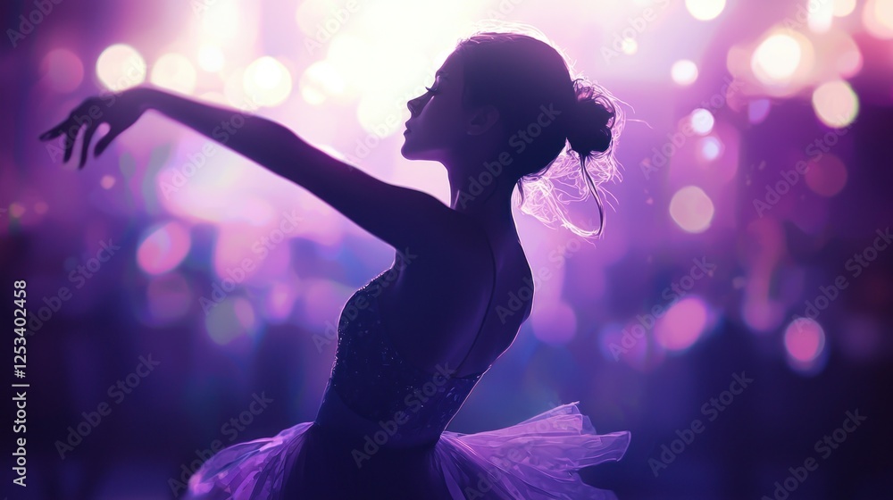 Graceful Ballerina in Purple Spotlight: A Dance of Dreams Graceful Ballerina in Purple Spotlight: A Dance of Dreams