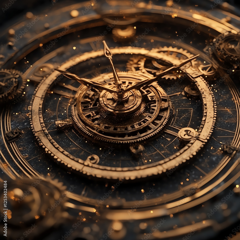 Fototapeta premium Intricate antique clockwork mechanism close-up.