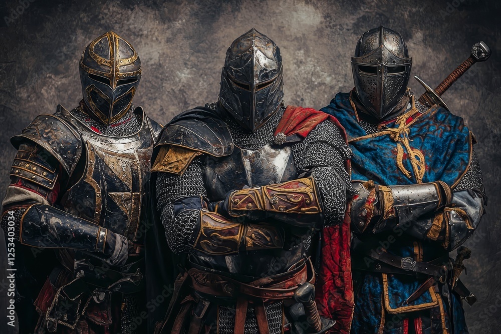 Knights in medieval armor. Knights in medieval armor.